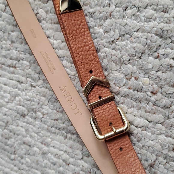 XS J. Crew Skinny Brown Soft Leather Belt Gold Buckle